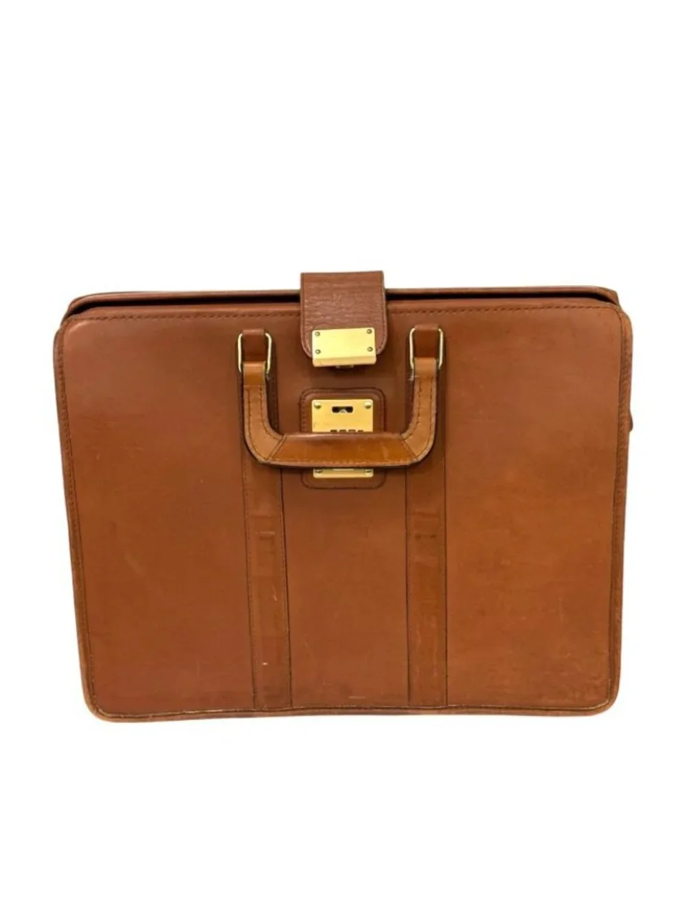Vintage Coach Doctor Bag Briefcase British Tan Leather Framed 17x13x6 No Key USA